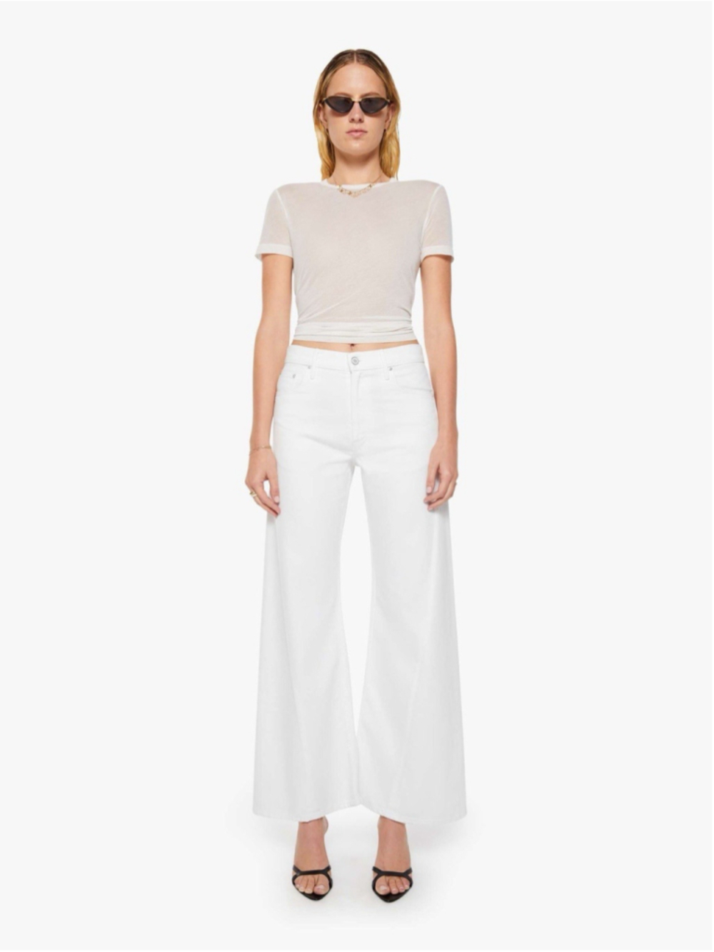 New Mother SNACKS! The Lemon Twist Skimp Womens Size 27 White High Rise Wide Leg